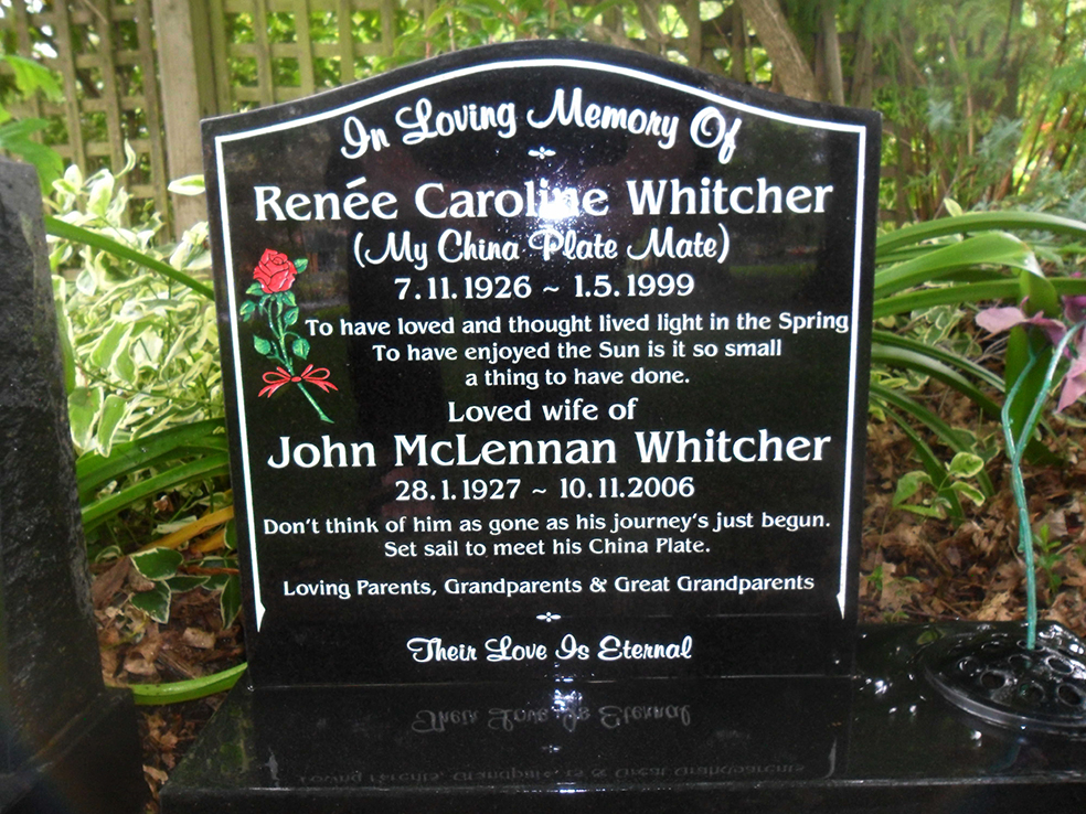 Photo of headstones/John McLennan Whitcher 1927-2006 hdstn NZ
